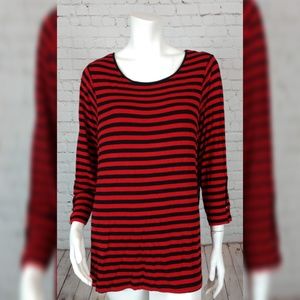 Dress Barn Red and Black Striped Top Size 1X